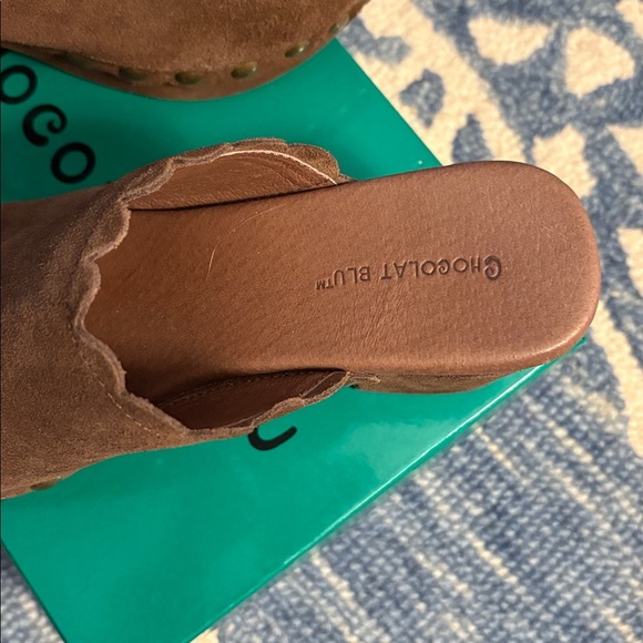 Chocolat Blu Scalloped Brown Suede Mules Size 8 - Picture 4 of 6